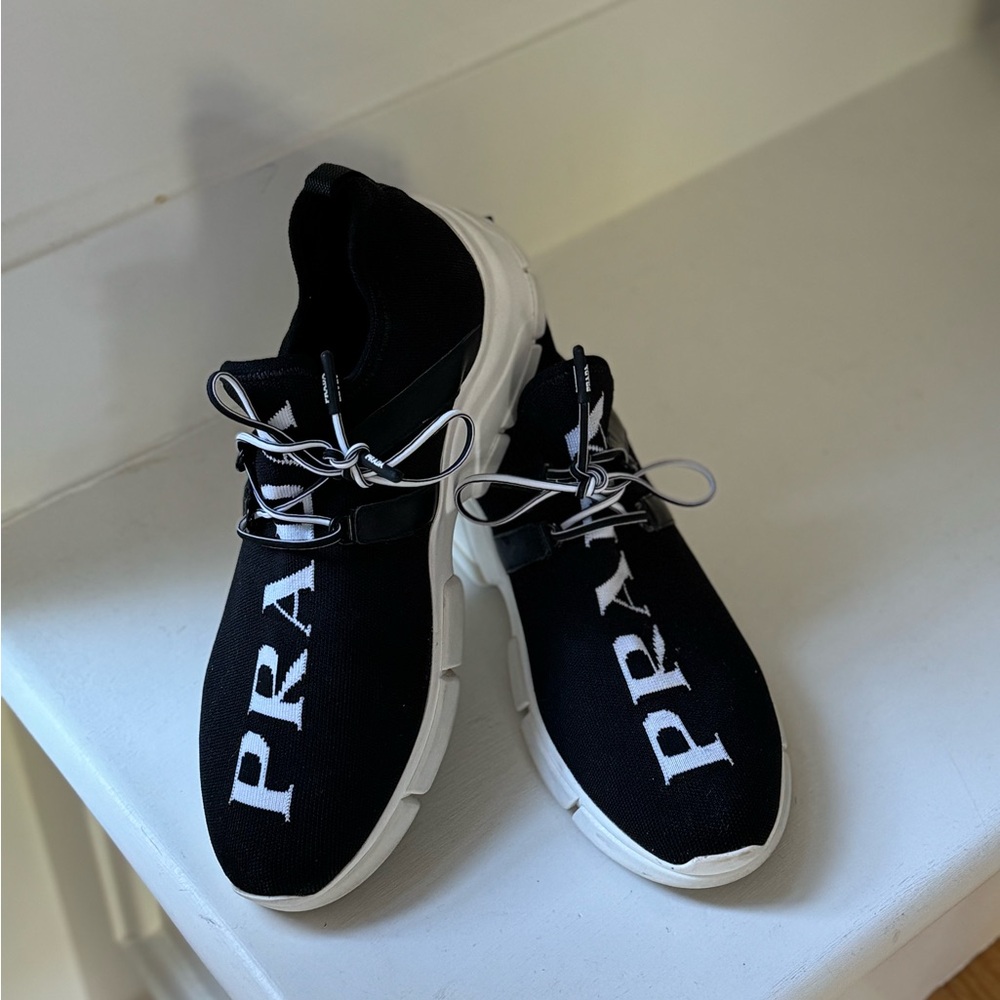 NWOT- Authentic Prada Logo Knit Sneakers